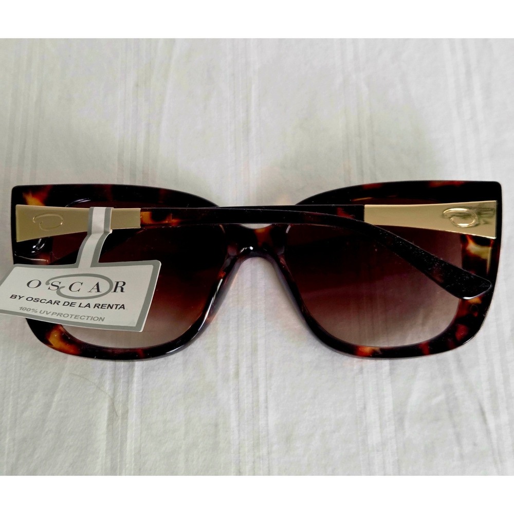 Oscar de la Renta Oversized Tortoise Square Sunglasses Gradient Brown Lenses - Picture 7 of 16
